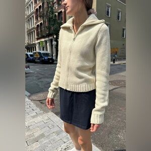 Brandy melville cream andrea wool zip up sweater
